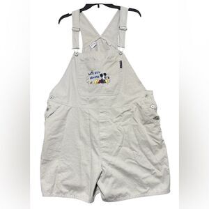 Disney Vintage Y2K Mickey Mouse Embroidered tan shorts Overalls bibs 22